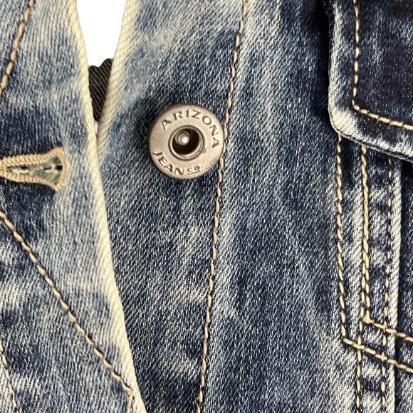 Arizona Jeans Girls Denim Jacket Size L Floral Embroidery Crochet Patchwork - Picture 8 of 11